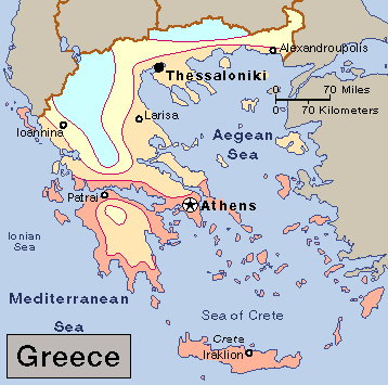 Average January temperature in Greece