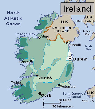 Average yearly precipitation in Ireland