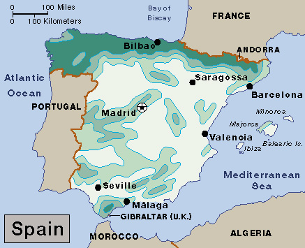 Average yearly precipitation in Spain