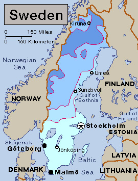 Average January temperature in Sweden