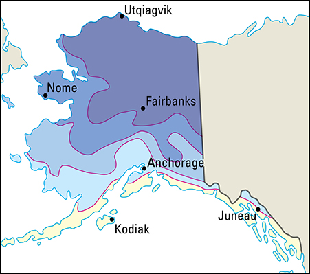 Average January temperatures in Alaska