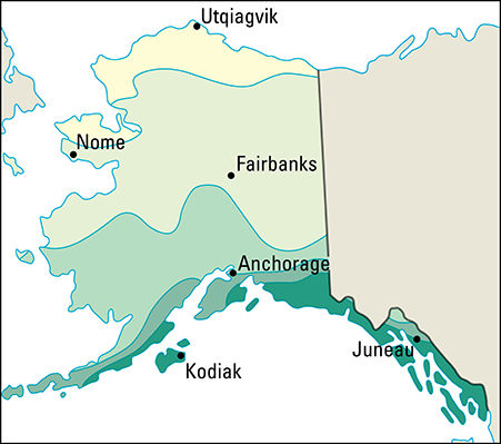 Average yearly precipitation in Alaska