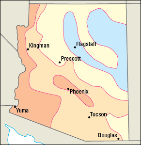 Average January temperatures in Arizona