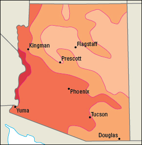 Average July temperatures in Arizona