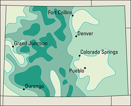 Average yearly precipitation in Colorado