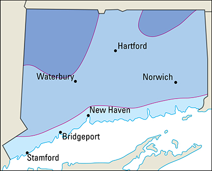 Average January temperatures in Connecticut