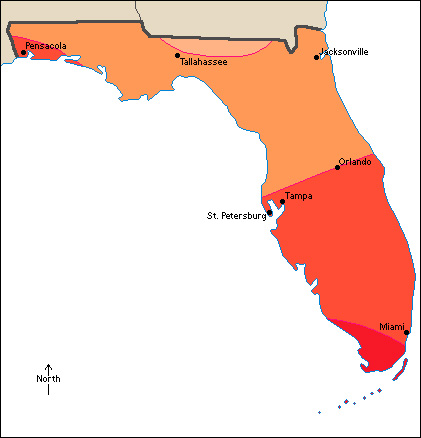 Average July temperatures in Florida