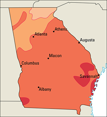 Average July temperatures in Georgia