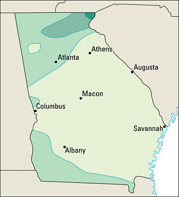 Average yearly precipitation in Georgia