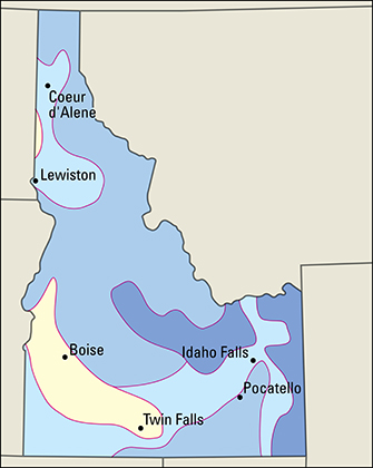 Average January temperatures in Idaho