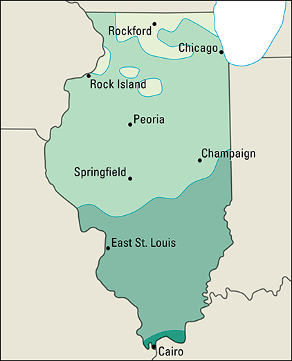 Average yearly precipitation in Illinois