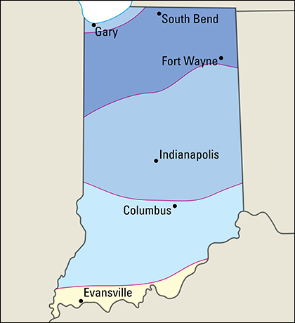 Average January temperatures in Indiana