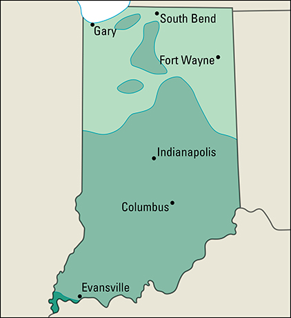 Average yearly precipitation in Indiana