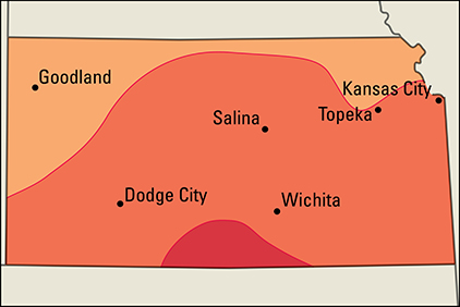 Average July temperatures in Kansas