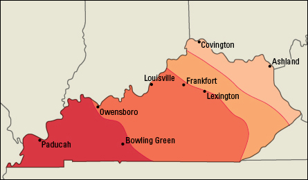 Average July temperatures in Kentucky