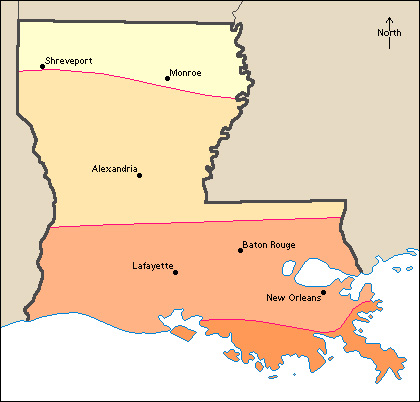 Average January temperatures in Louisiana