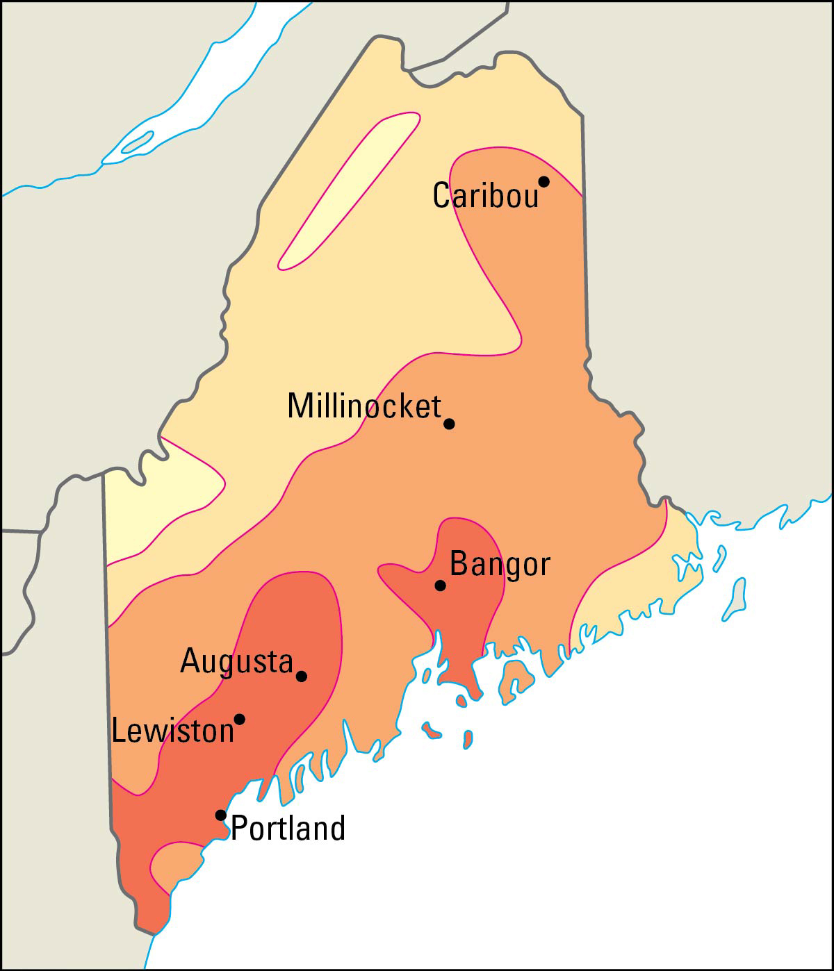 Average July temperatures in Maine