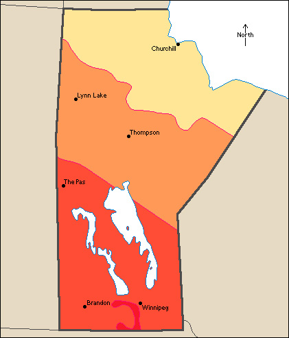 Average July temperatures in Manitoba