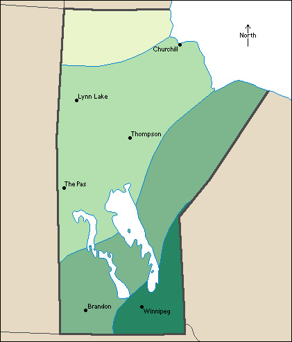 Average yearly precipitation in Manitoba