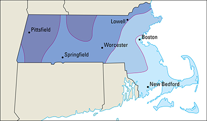 Average January temperatures in Massachusetts