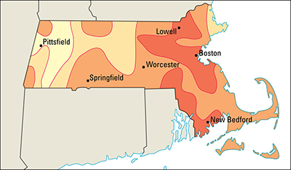 Average July temperatures in Massachusetts