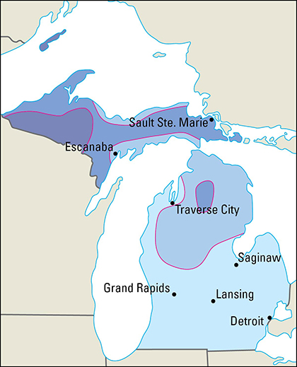 Average January temperatures in Michigan