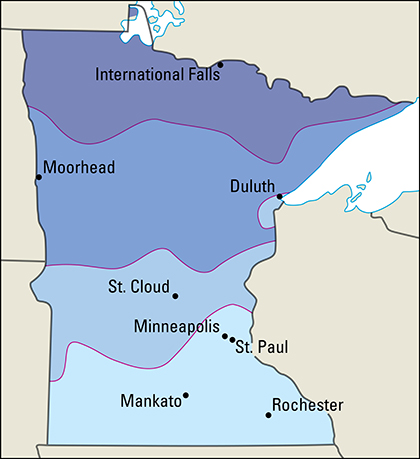 Average January temperatures in Minnesota