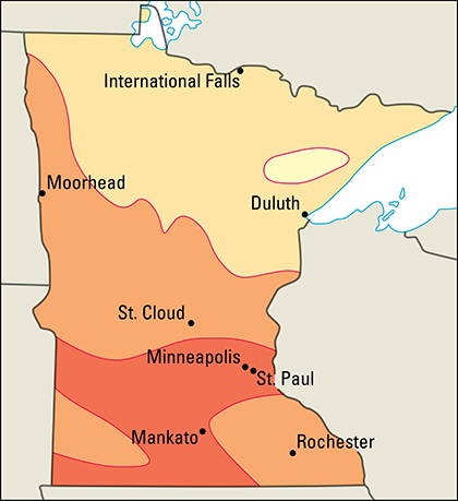 Average July temperatures in Minnesota