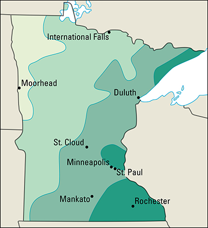 Average yearly precipitation in Minnesota