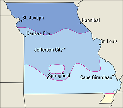 Average January temperatures in Missouri