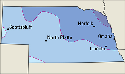Average January temperatures in Nebraska