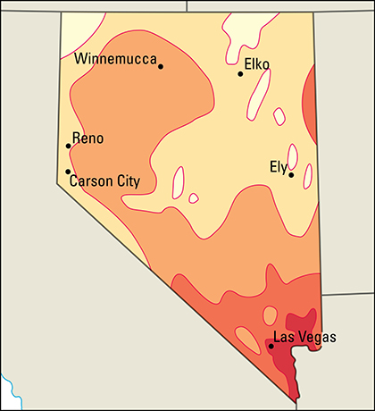 Average July temperatures in Nevada