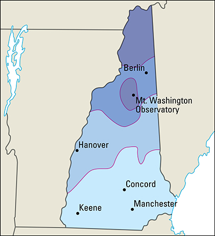 Average January temperatures in New Hampshire