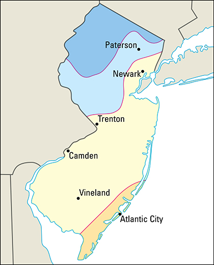 Average January temperatures in New Jersey