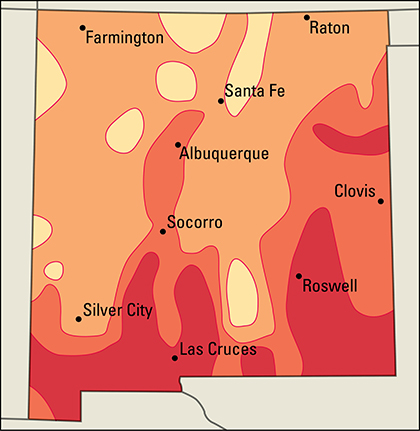 Average July temperatures in New Mexico