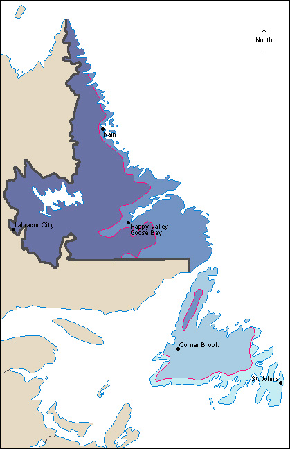 Average January temperatures in Newfoundland and Labrador