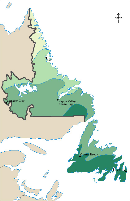 Average yearly precipitation in Newfoundland and Labrador