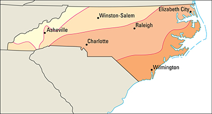 Average January temperatures in North Carolina