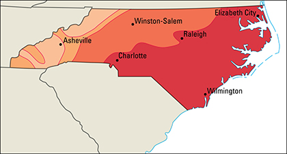 Average July temperatures in North Carolina