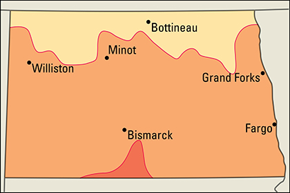 Average July temperatures in North Dakota