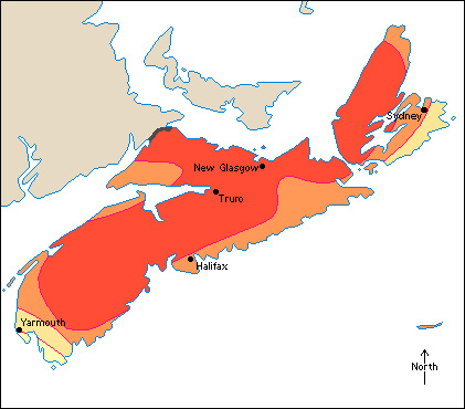 Average July temperatures in Nova Scotia