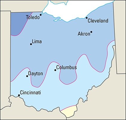 Average January temperatures in Ohio