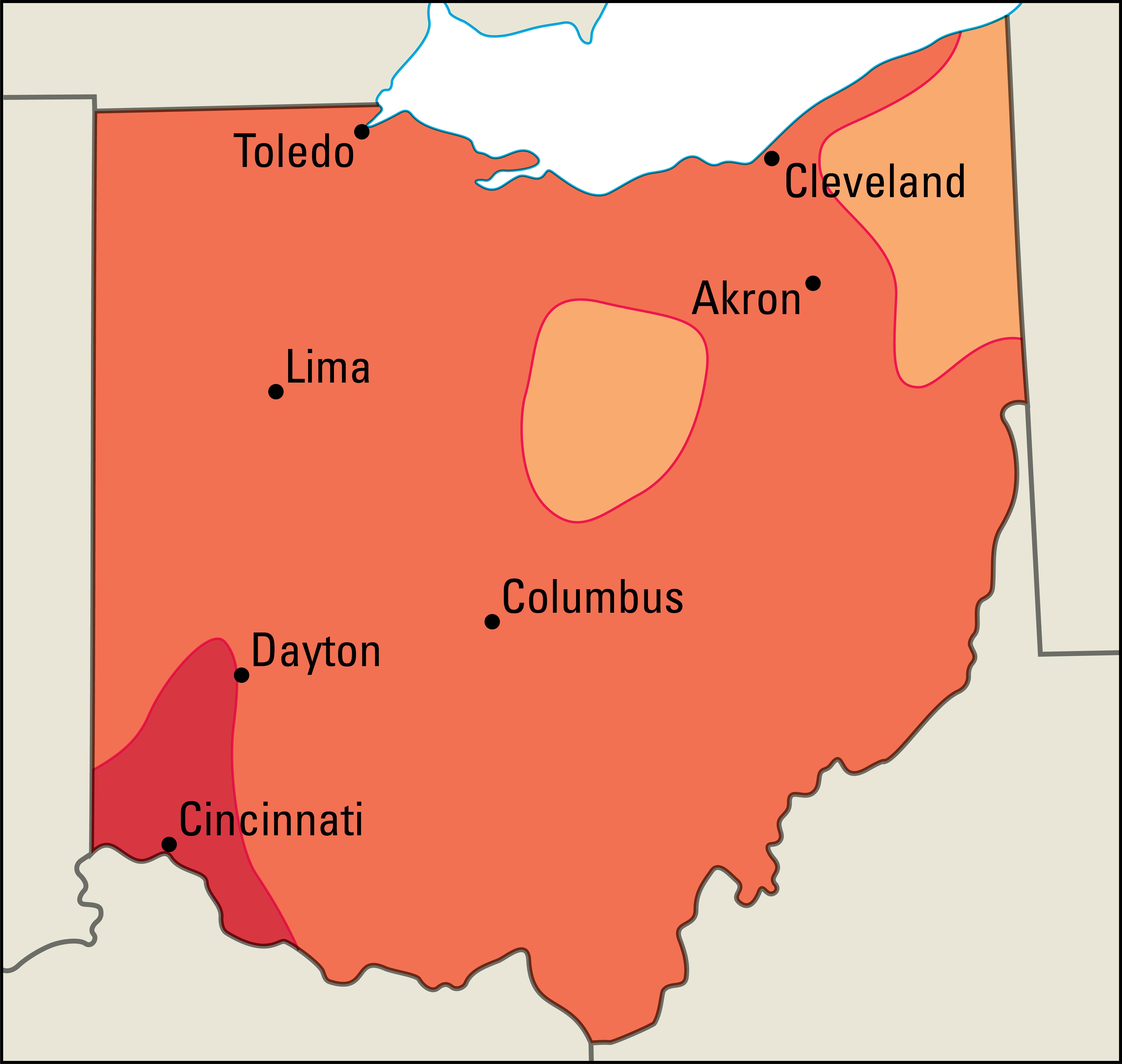 Average July temperatures in Ohio