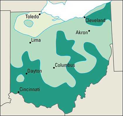 Average yearly precipitation in Ohio