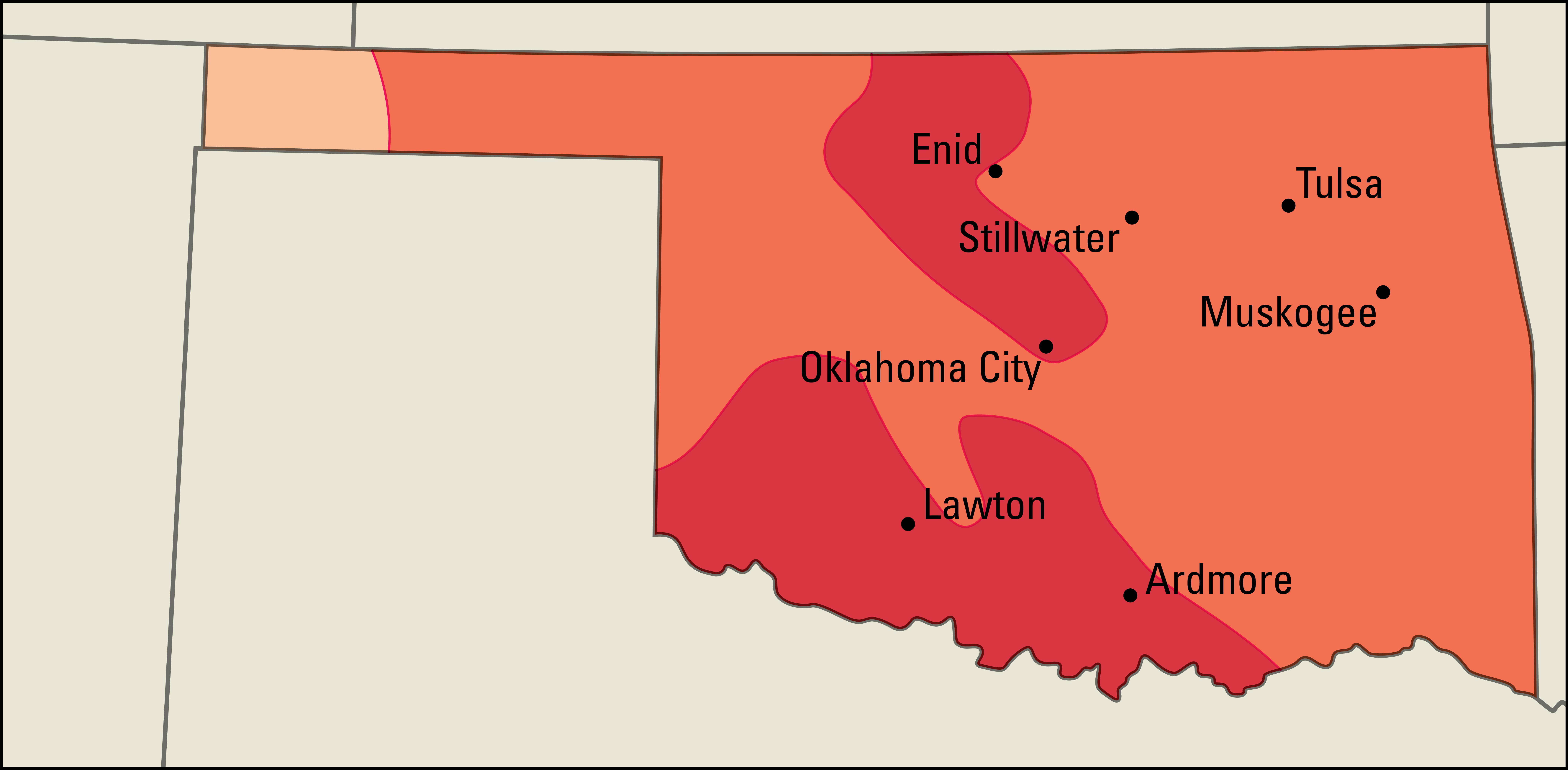 Average July temperatures in Oklahoma