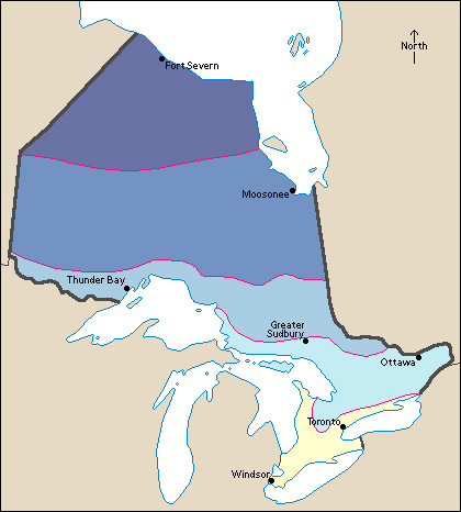 Average January temperatures in Ontario