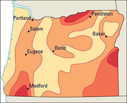 Average July temperatures in Oregon