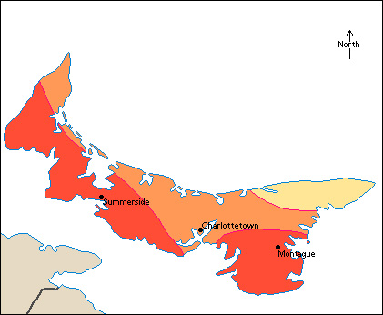 Average July temperatures on Prince Edward Island