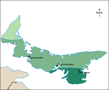 Average yearly precipitation on Prince Edward Island