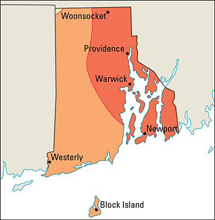 Average July temperatures in Rhode Island